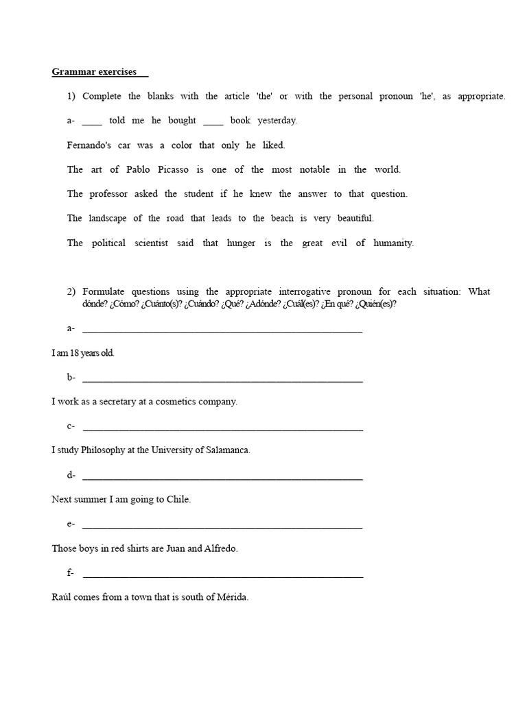 Grammar Exercises for Language Learning | PDF | Grammar | Linguistics