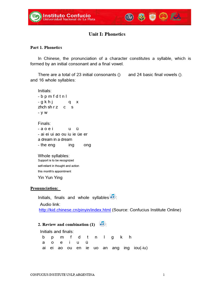 Chinese Phonetics: Syllables & Sounds | PDF | Syllable | Consonant