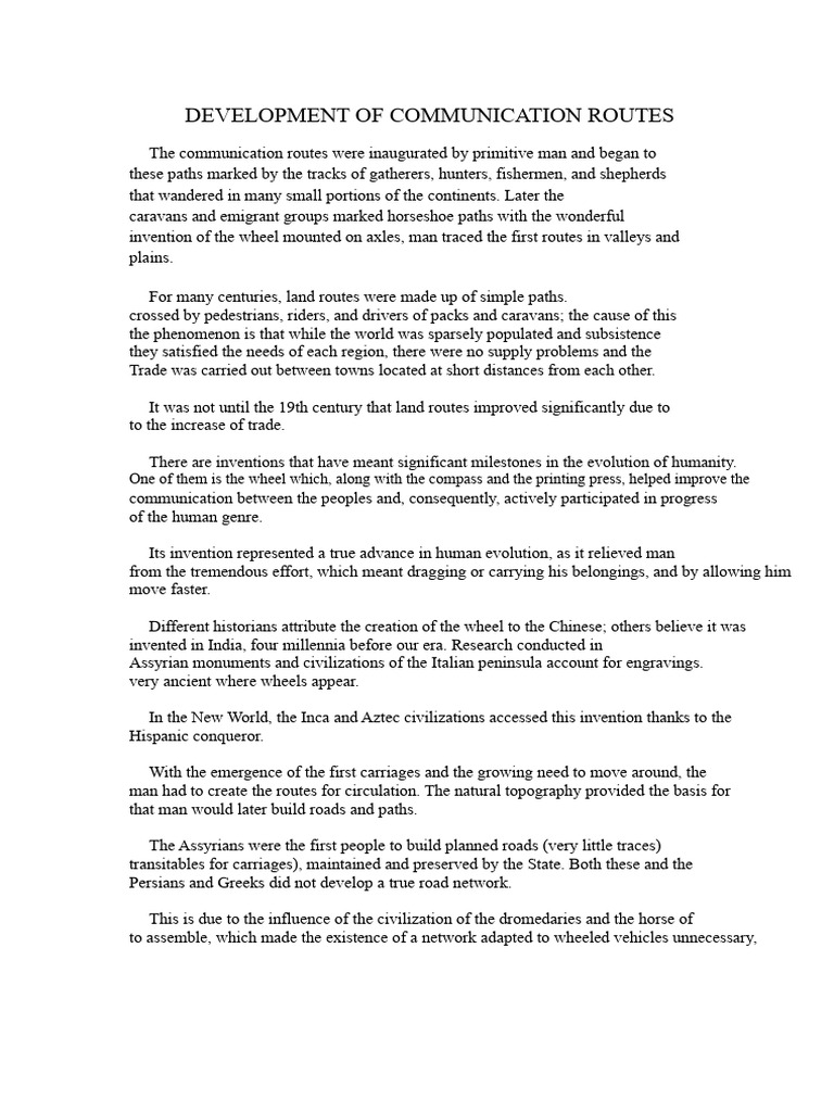 Evolution of Communication Routes | PDF | Road | Ancient Egypt