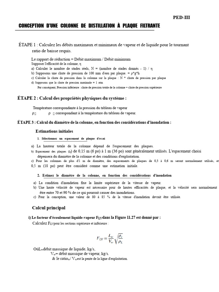 Conception de colonne de distillation PED-III | PDF | Pression | Vapeur