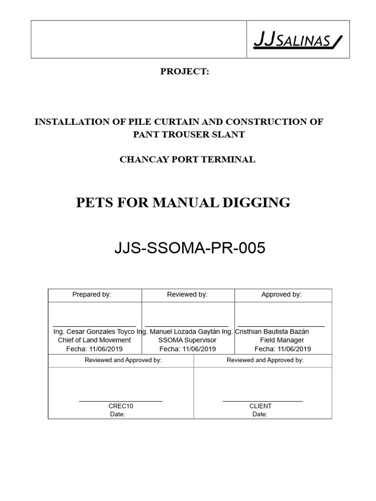 005 Pets Manual Excavation | PDF | Regulatory Compliance | Occupational ...