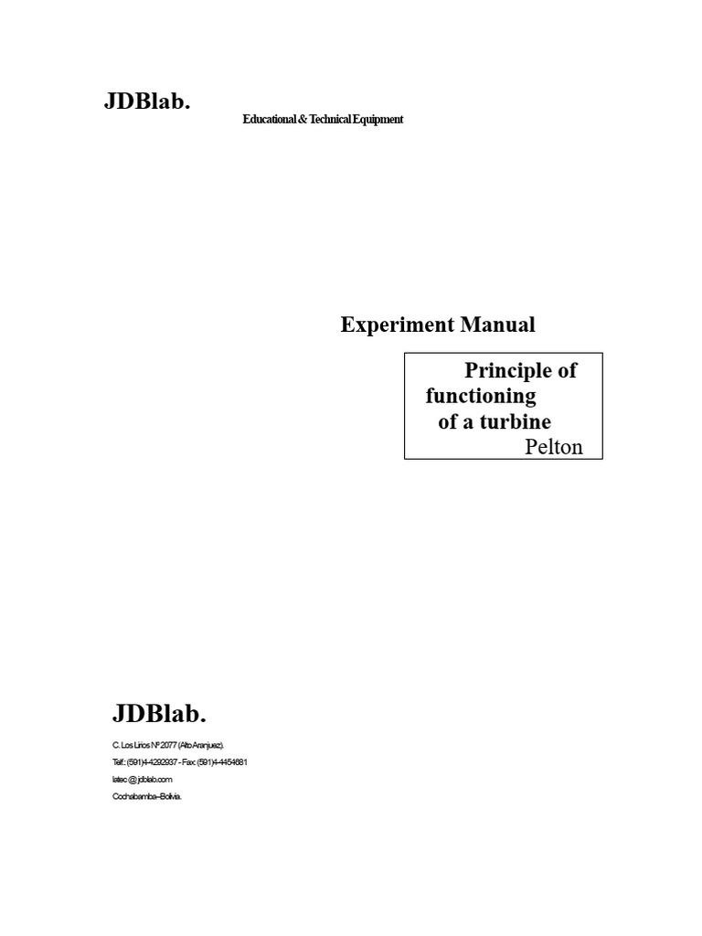 Pelton Turbine Experiment Manual | PDF | Turbine | Flow Measurement