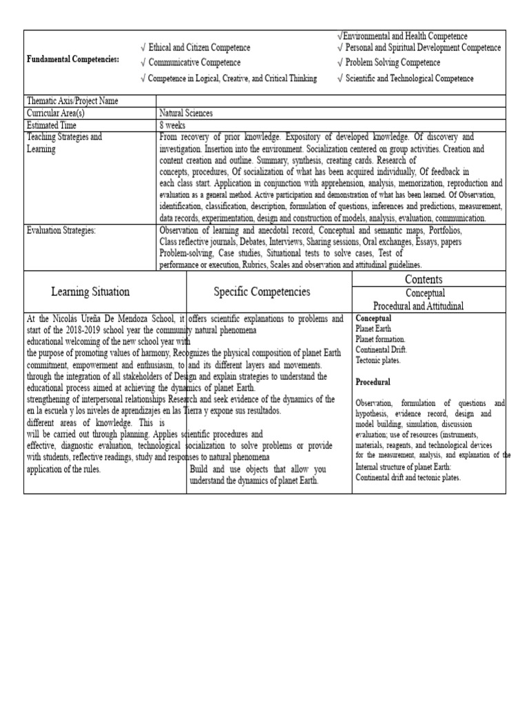 1-1 Natural Planning | PDF | Plate Tectonics | Earth