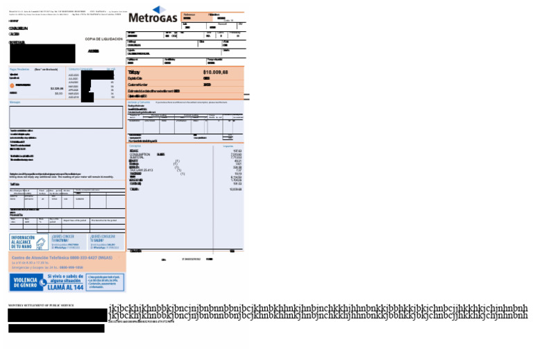 Metrogas invoice September 20 | PDF | Accounting | Business Documents