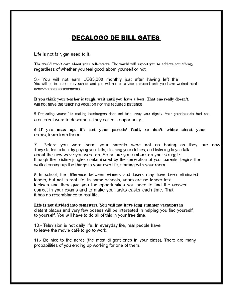 Bill Gates' Life Lessons for Success | PDF