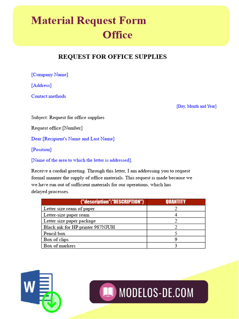 Office Supplies Request | PDF