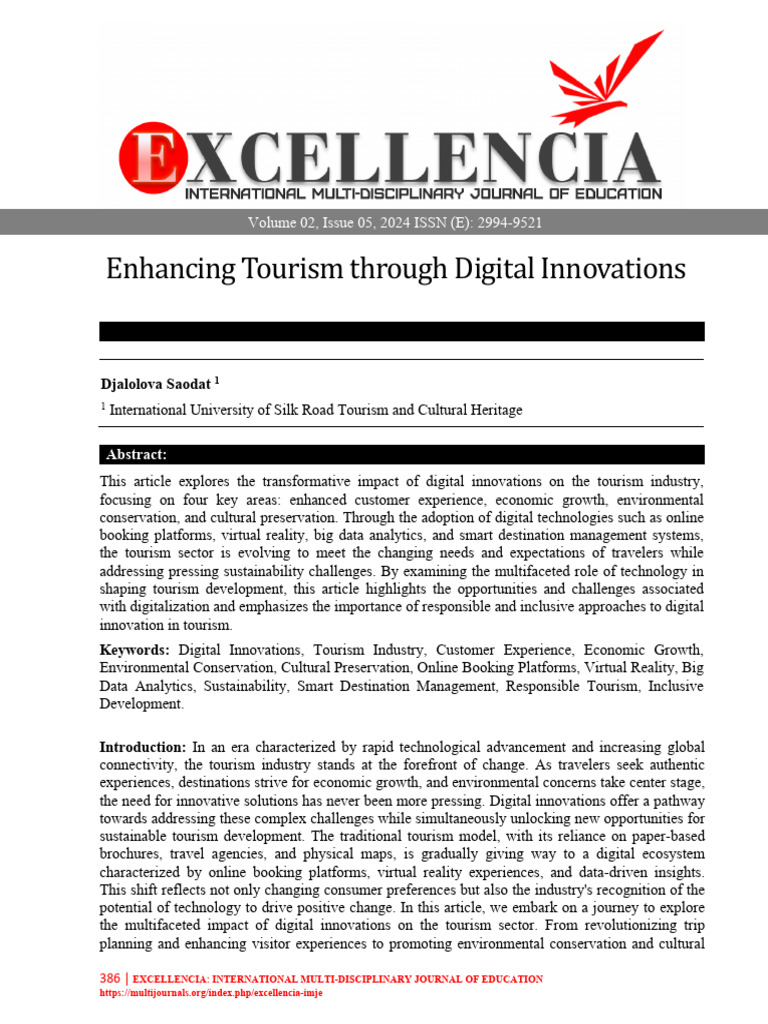 Enhancing Tourism Through Digital Innovations: Volume 02, Issue 05 ...