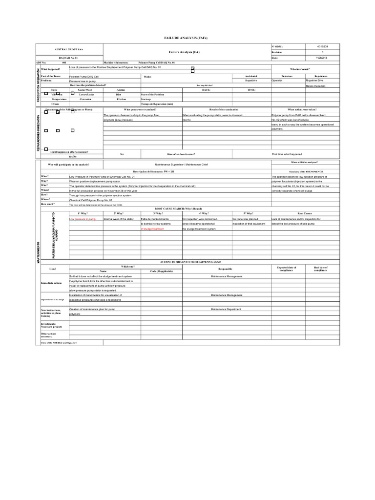 Failure Analysis Reports for Equipment Issues | PDF | Screw | Pump