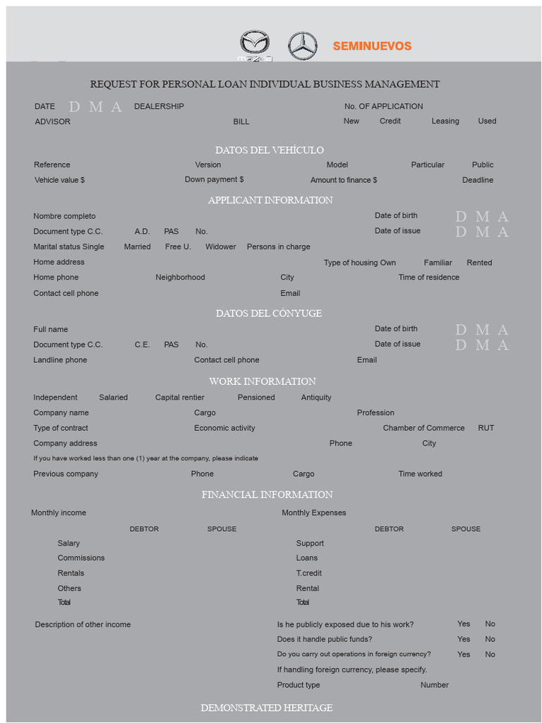 Vehicle Loan Application Form PDF | PDF | Loans | Telephone