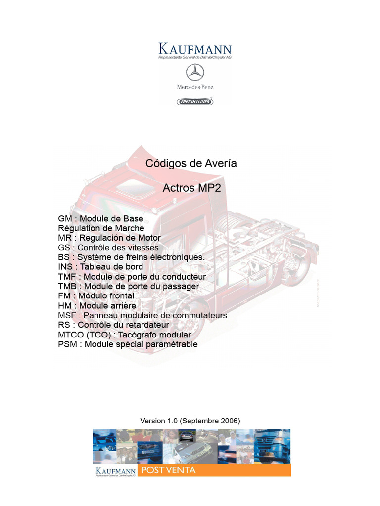 Codes d'erreur Mercedes Actros MP2 | PDF | Diode | Véhicules