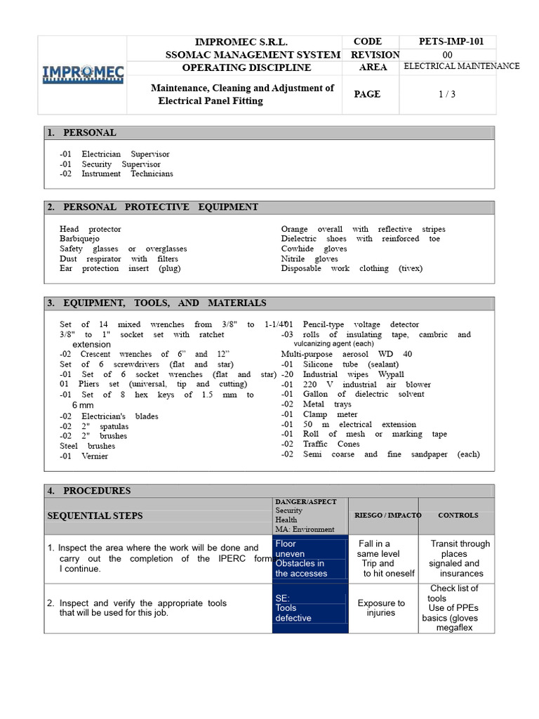 Electrical Panel Maintenance Guide | PDF | Personal Protective Equipment