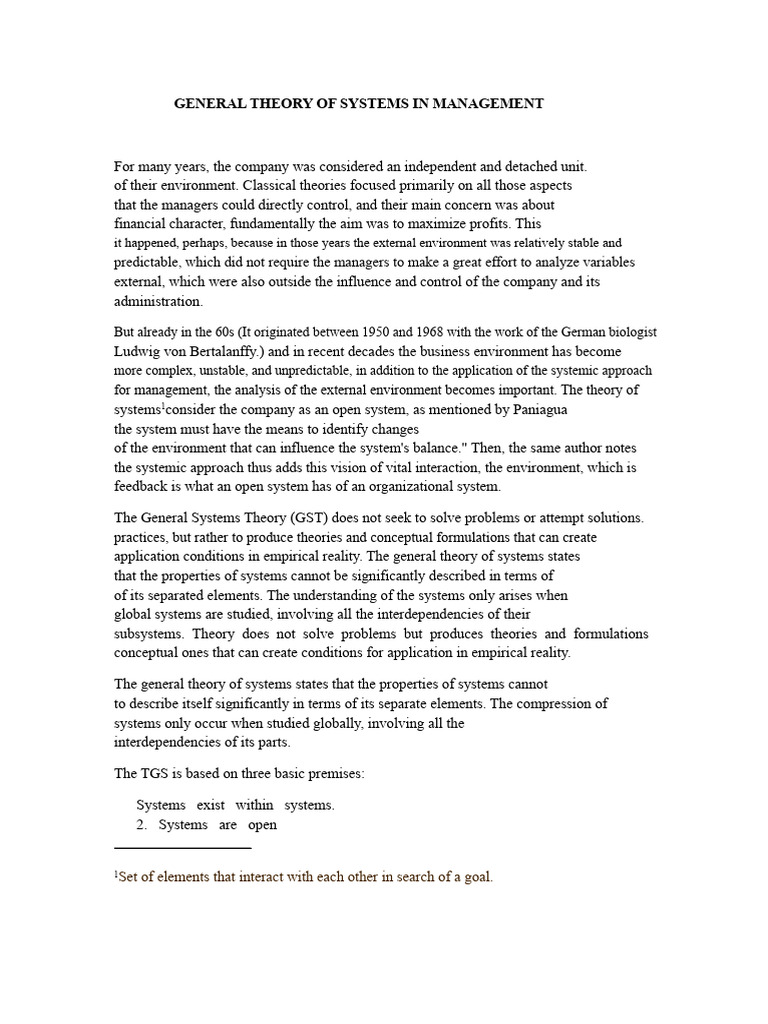 General Systems Theory in Management | PDF | System | Systems Theory