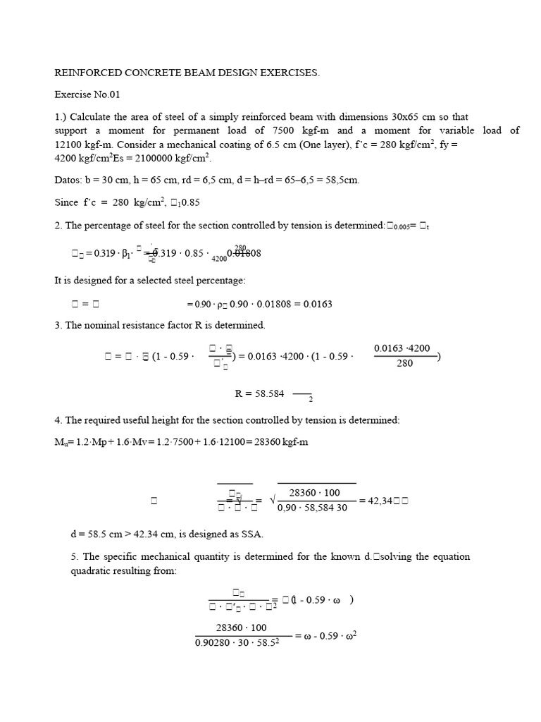Reinforced Concrete Beam Design Exercises | PDF | Beam (Structure ...