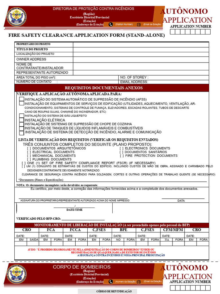 Formulário de Solicitação de Segurança Contra Incêndios | PDF