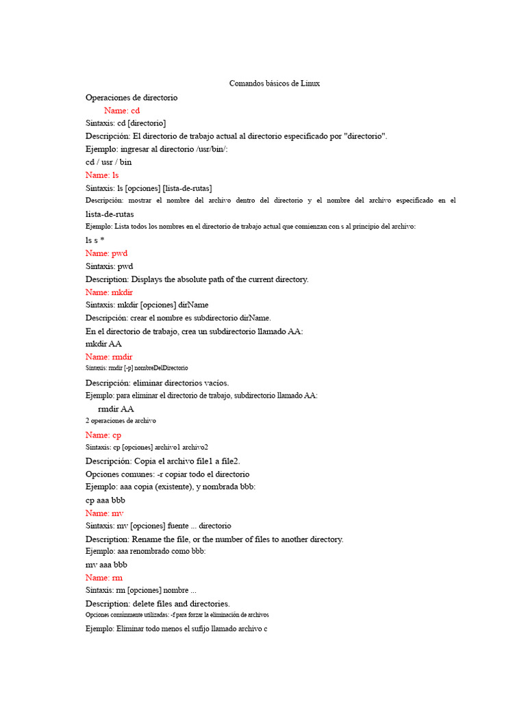 Comandos Esenciales de Linux para Principiantes | PDF | Archivo de ...
