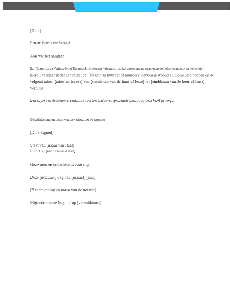 Notariële Brief Sjabloon voor Verblijf.docx | PDF