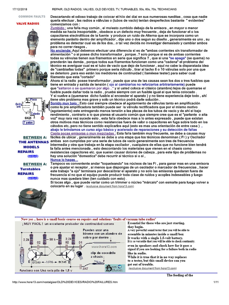 Repair Guide for Vintage Radios and Turntables | PDF | Vacuum Tube
