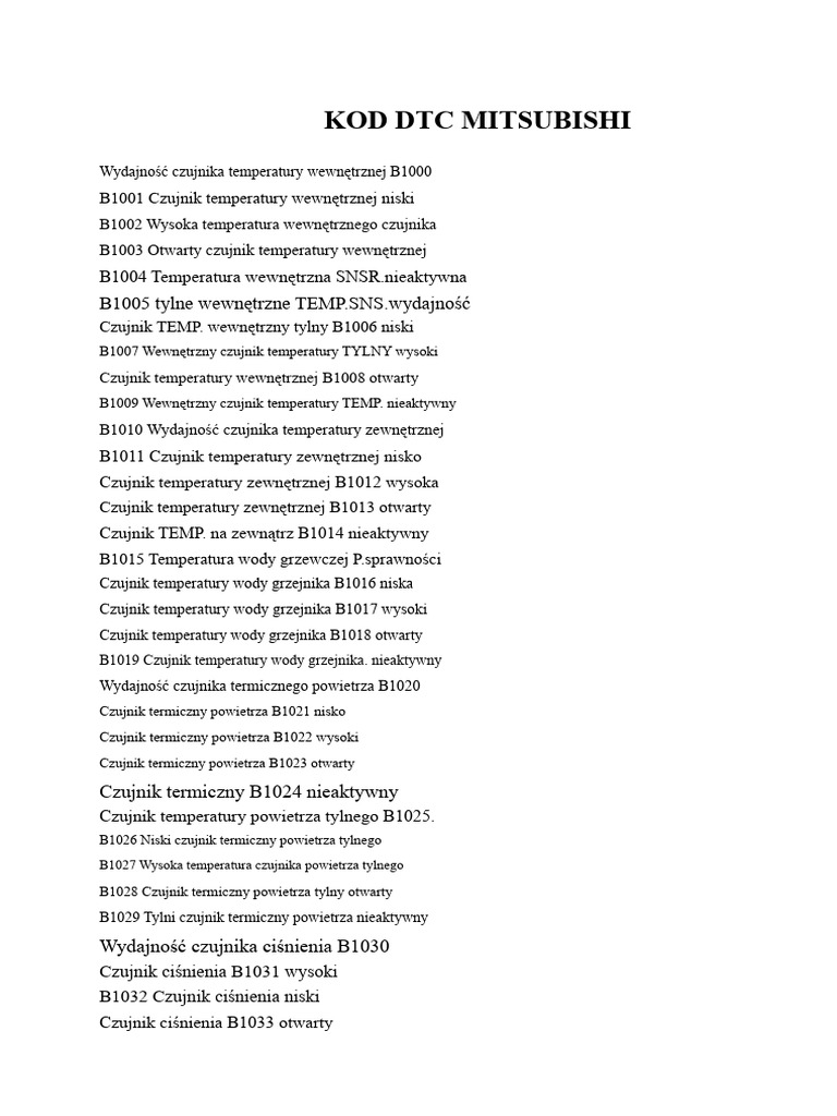 Kod DTC Mitsubishi | PDF