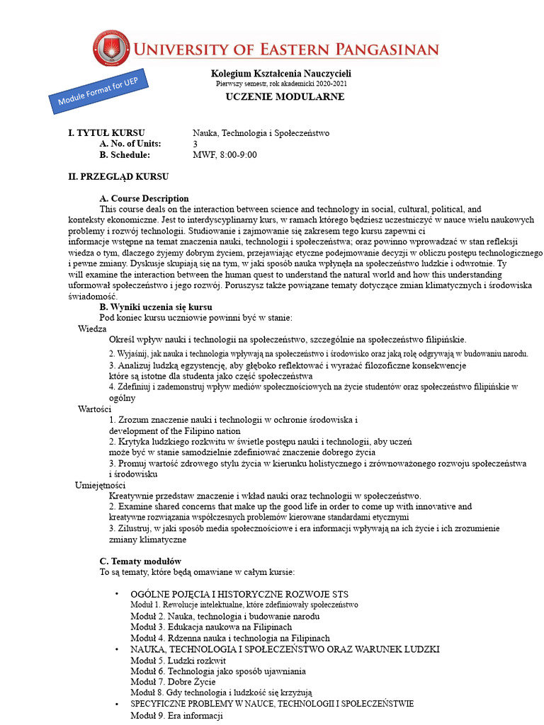 Format Modułowy Dla UEP | PDF