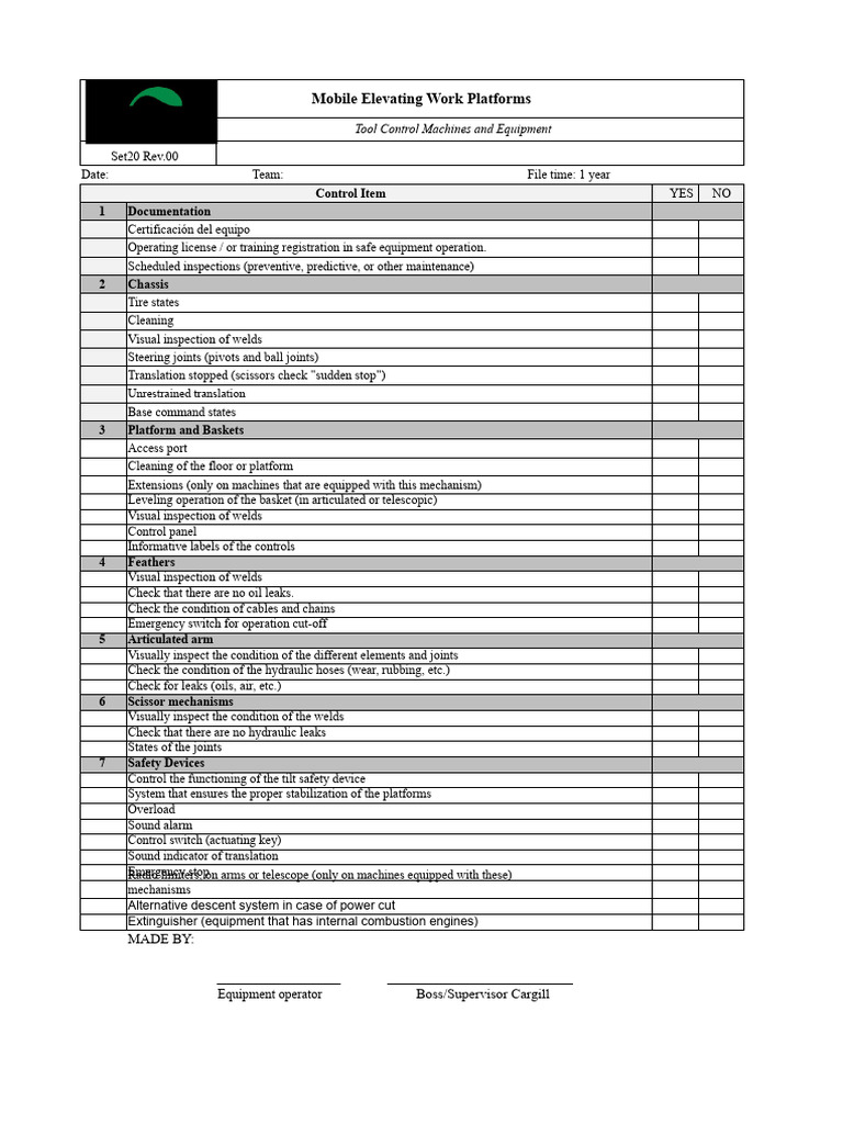 Checklist For Lifting Equipment For People Rev300920 | PDF | Machines ...