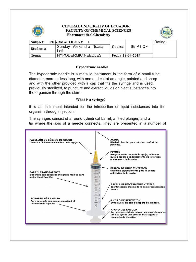 Understanding Hypodermic Needles & Syringes | PDF | Syringe | Injection ...