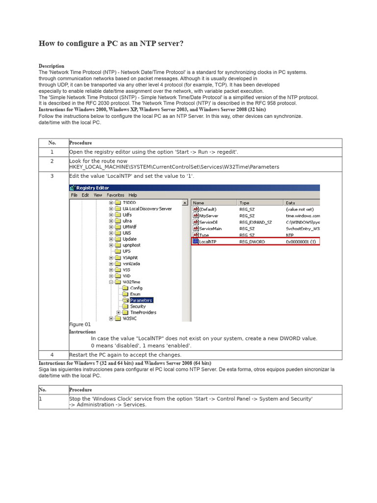 Configure PC as NTP Server Guide | PDF | Computer Network | Computer ...