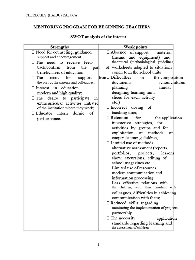 Mentorship Plan For Beginning Teacher | PDF | Mentorship | Teachers