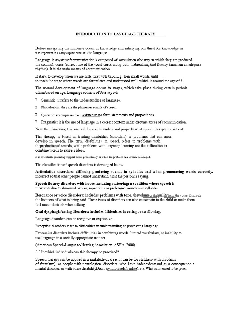 Understanding Language Therapy Basics | PDF | Speech | Language Acquisition