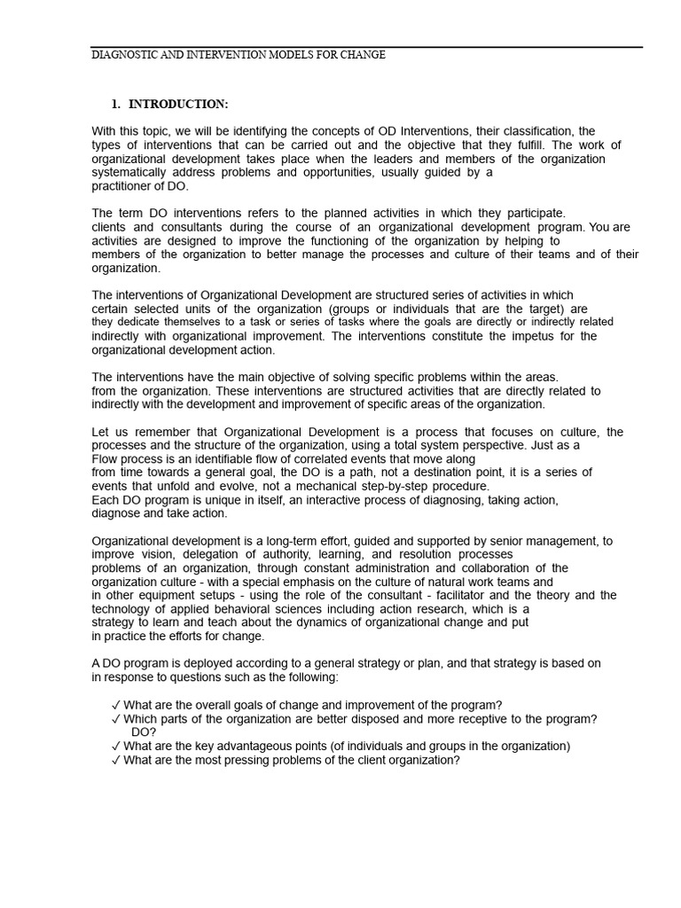 Models of Diagnosis and Change Intervention | PDF | Organization ...