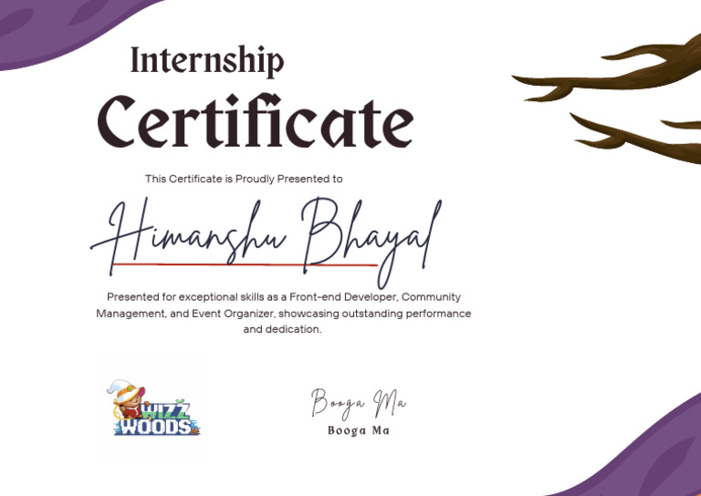 Front-end Developer Internship Certificate | PDF