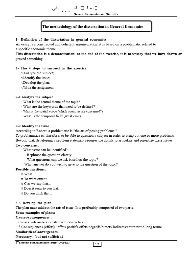 The Dissertation in Economics | PDF | Essays | Economics
