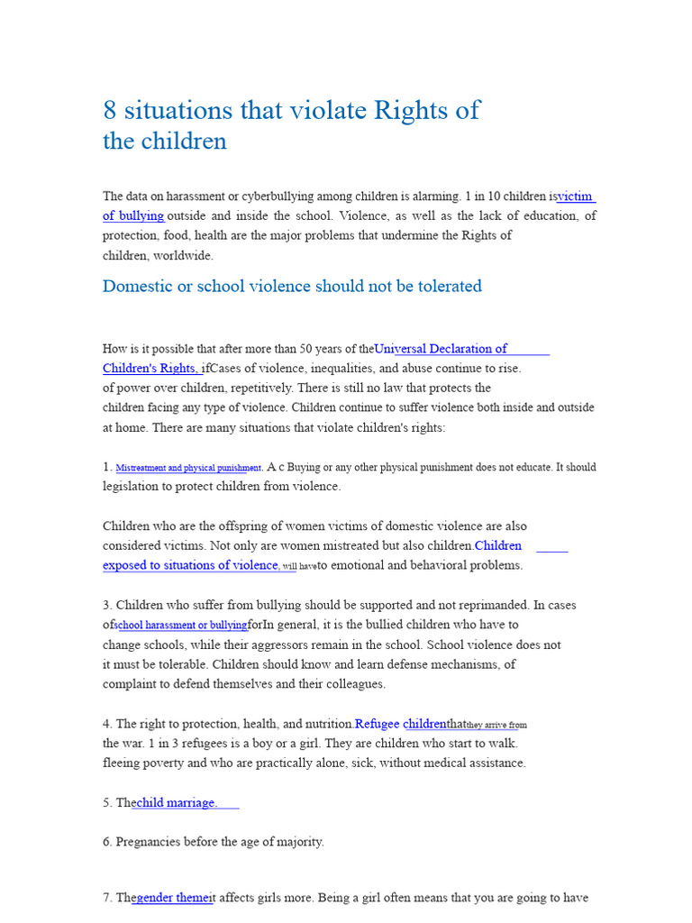 8 Situations That Violate Children's Rights | PDF