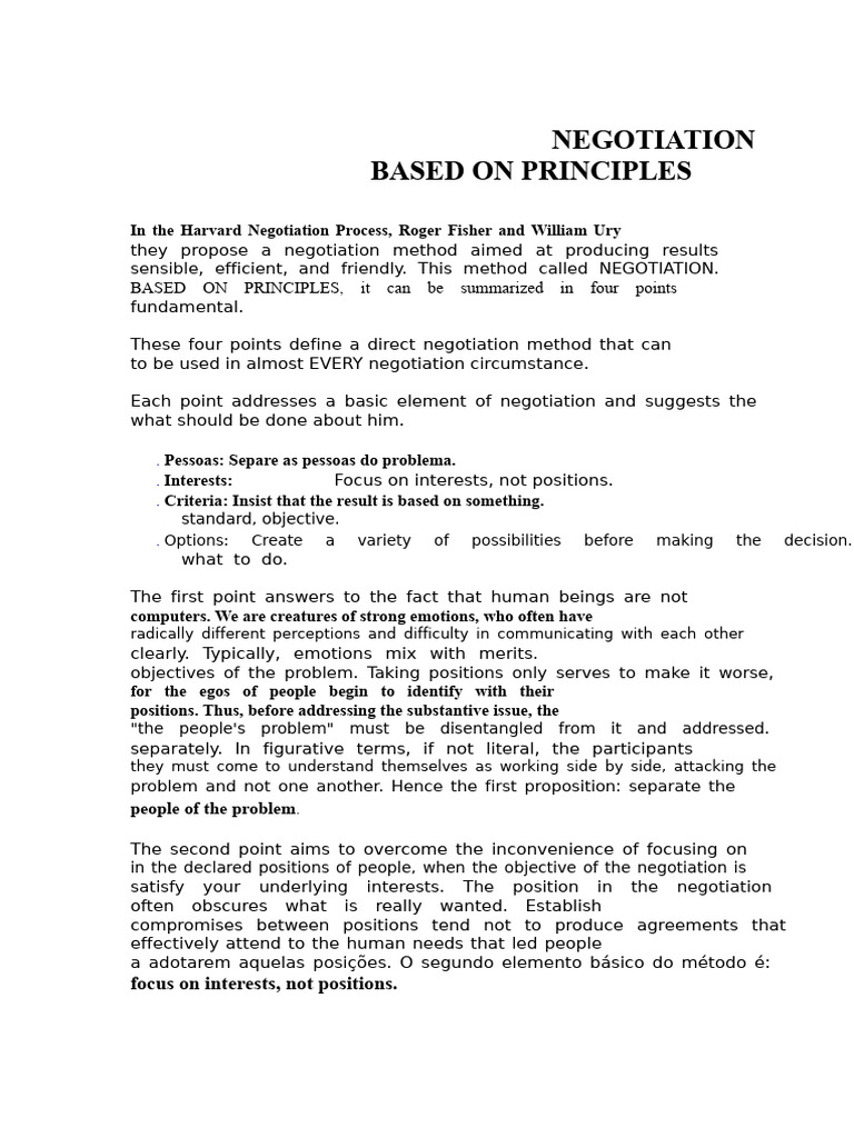 Principled Negotiation - Harvard PICO Method | PDF | Negotiation ...