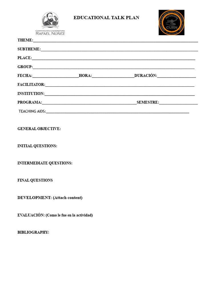 Educational Talk Plan Format | PDF