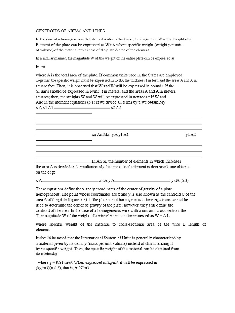 Centroids of Areas and Lines Explained | PDF | Area | Cartesian ...