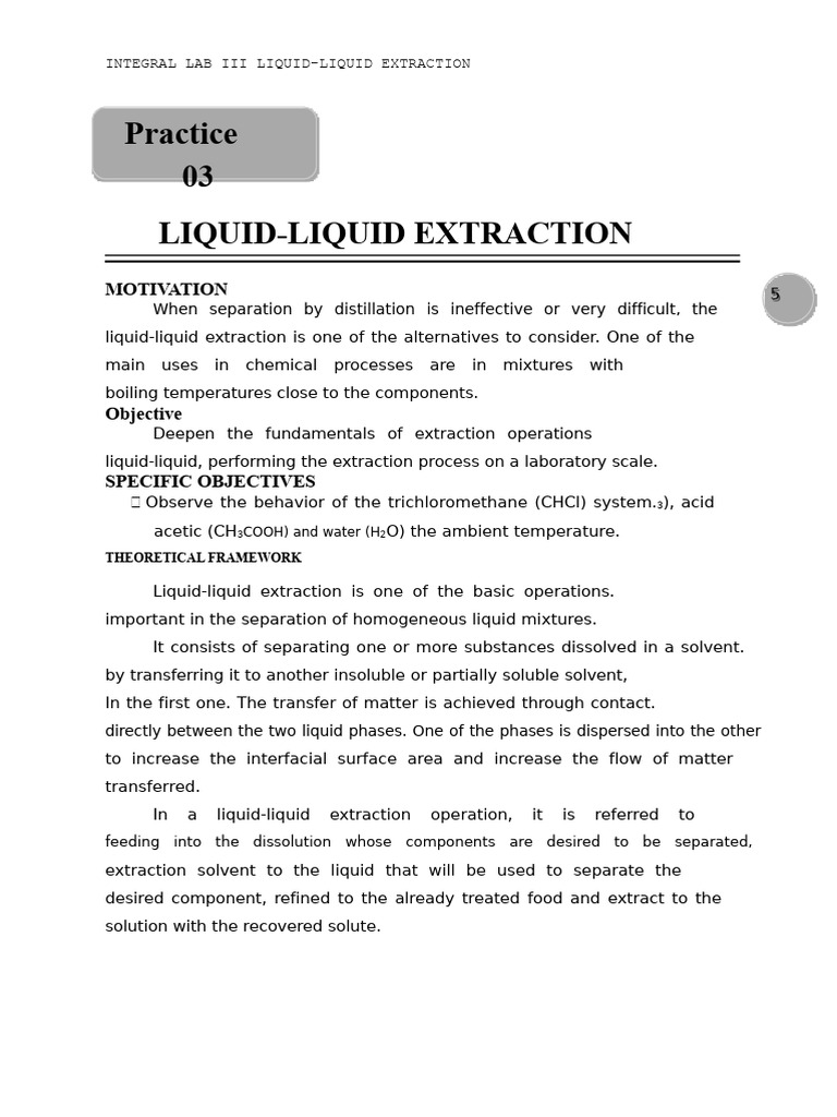 Liquid-Liquid Extraction Practice | PDF | Phase (Matter) | Solubility