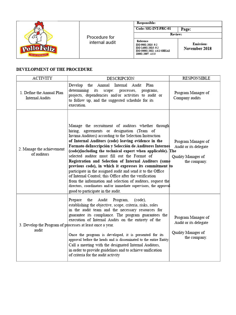 Internal Audit Procedure Overview | PDF | Audit | Internal Audit