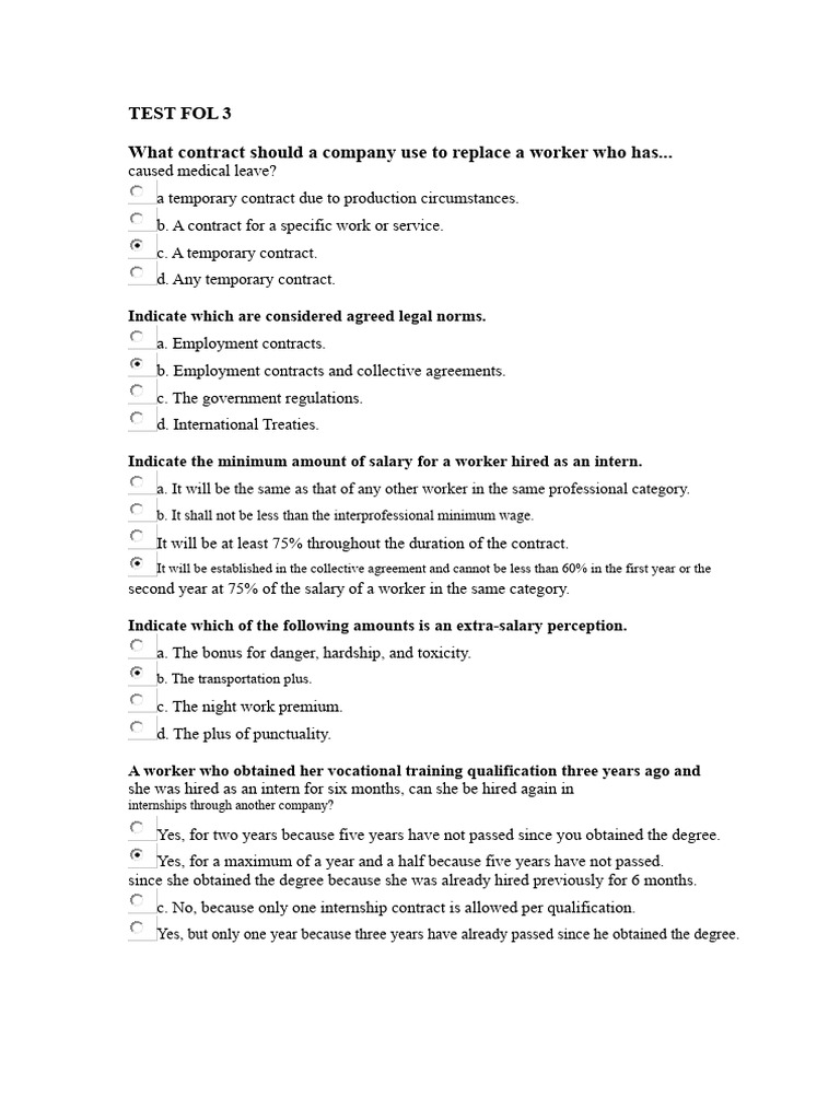 Test Fol 3 | PDF | Employment | Working Time