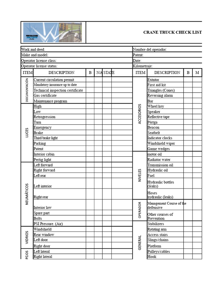 Crane Truck Safety Checklist | PDF | Crane (Machine) | Truck