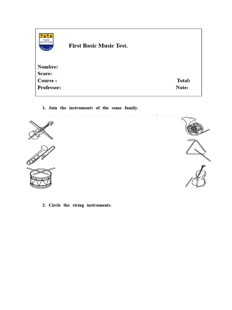 Basic Music Test Instructions | PDF