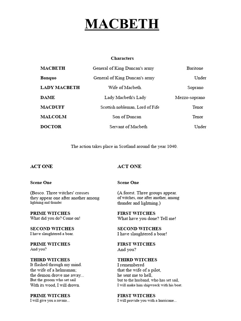 Macbeth Libretto Verdi | PDF | Macbeth | Shakespearean Tragedies