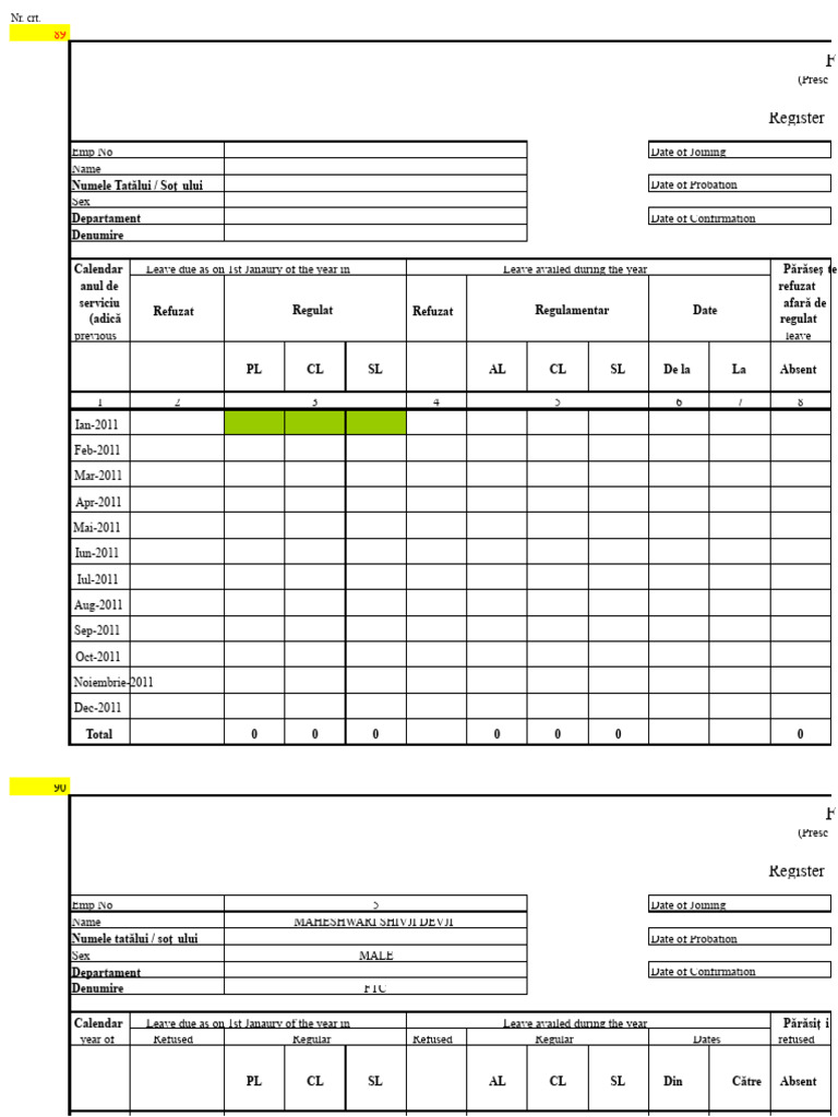 Formular 18 Concediu Cu Salariu | PDF