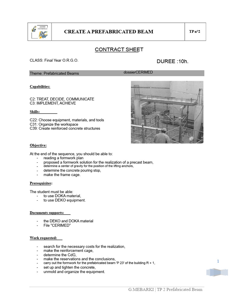 Prefabricated Beam Construction Guide | PDF | Concrete | Beam (Structure)