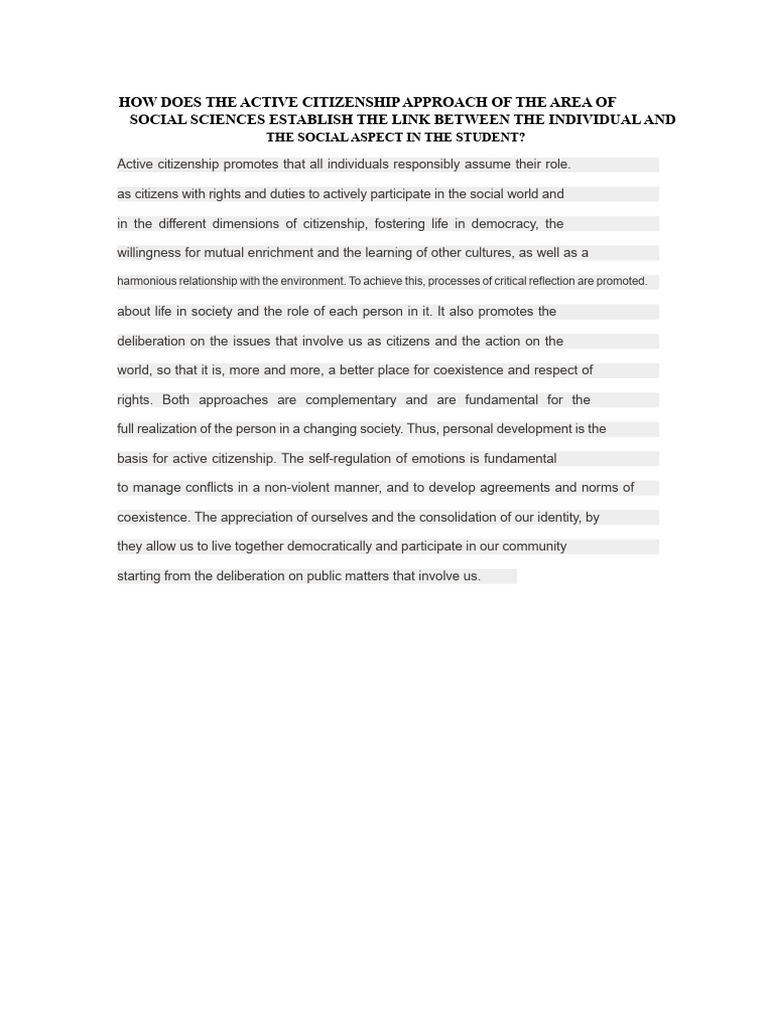 How The Active Citizenship Approach in The Social Sciences Area ...