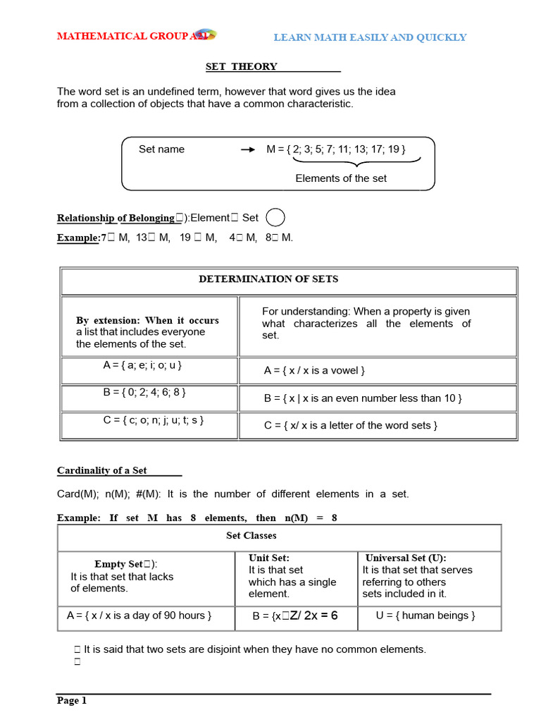 Set S | PDF | Set (Mathematics) | Logic