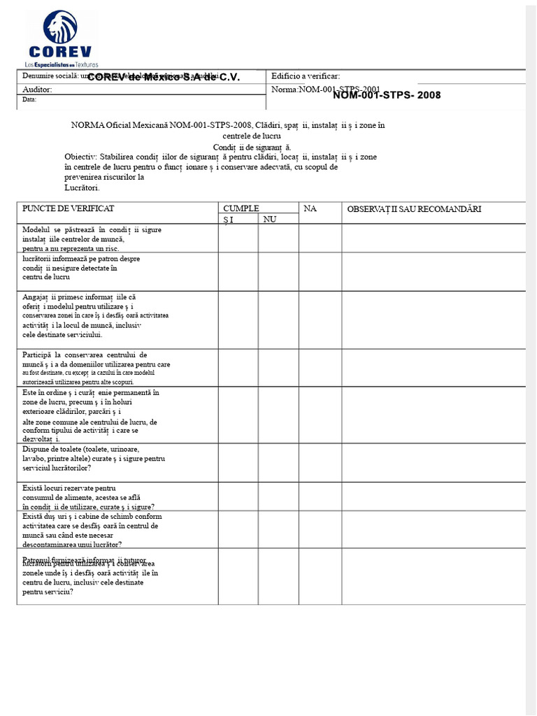 Checklist Nom 001 Stps 2008 | PDF