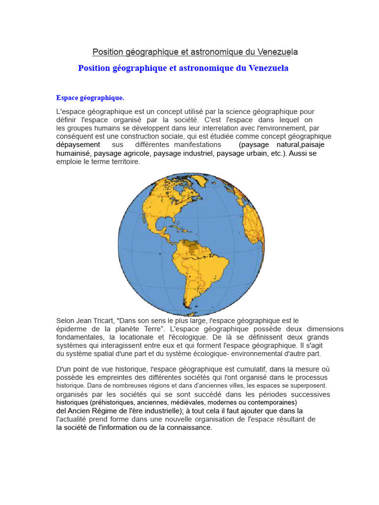 Position géographique et astronomique du Venezuela | PDF | Équateur ...