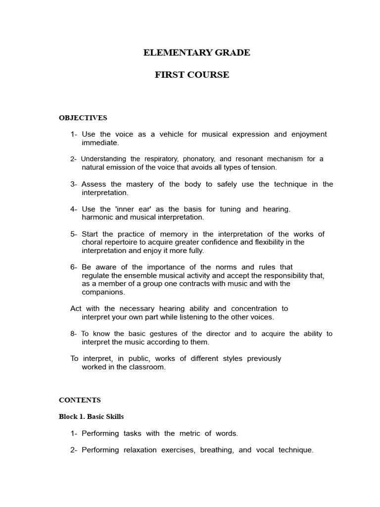 First Grade Chorus Elementary | PDF | Choir | Singing