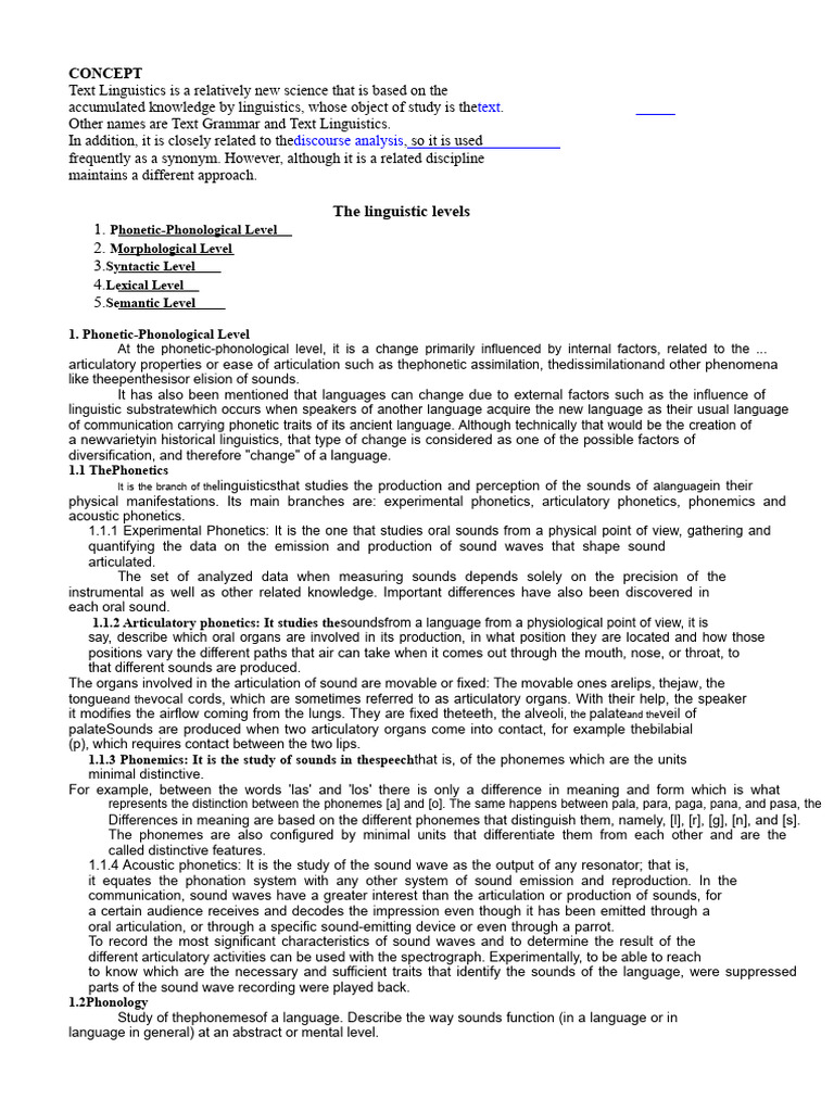 Overview of Text Linguistics Concepts | PDF | Word | Morphology ...