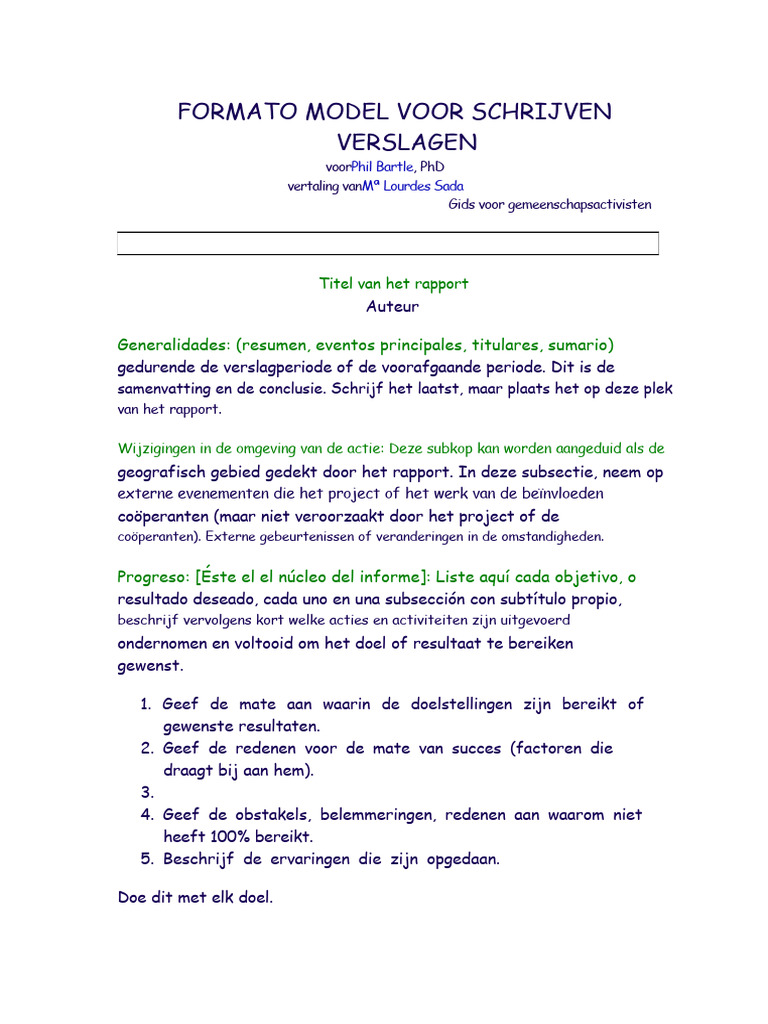 Modelformaat Voor Het Schrijven Van Rapporten | PDF